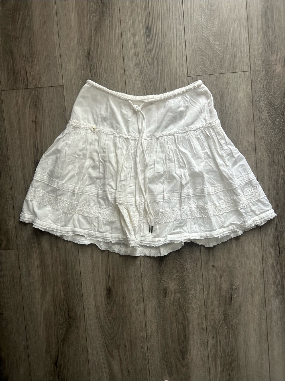 Abercrombie & Fitch Vintage White Tiered Cotton Skirt Y2K